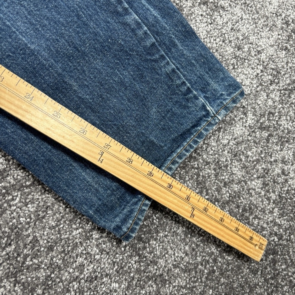Vintage 70s Levis Safari Bush Jeans Mens 28x30 Blue Flared Bootcut Orange Tab - Picture 11 of 13
